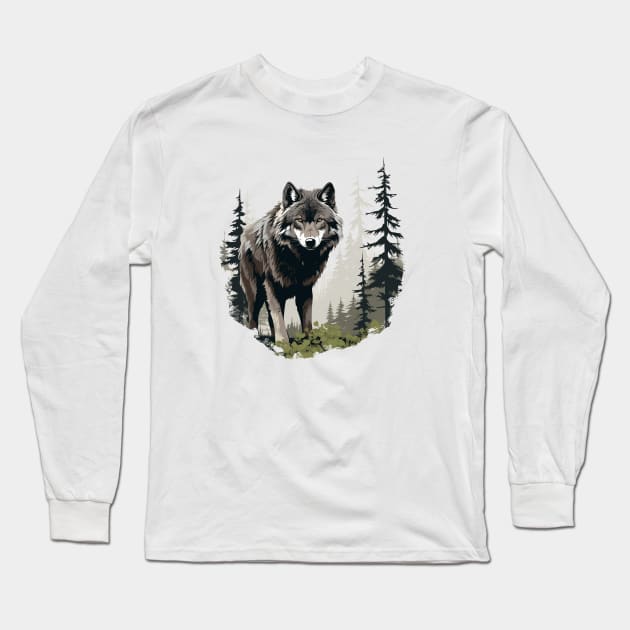 Grey Wolf Long Sleeve T-Shirt by zooleisurelife